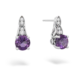 Amethyst Antique Elegance 14K White Gold earrings E3100