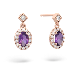 Amethyst Antique-Style Halo 14K Rose Gold earrings E5720