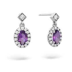 Amethyst Antique-Style Halo 14K White Gold earrings E5720