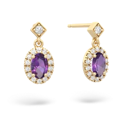 Amethyst Antique-Style Halo 14K Yellow Gold earrings E5720