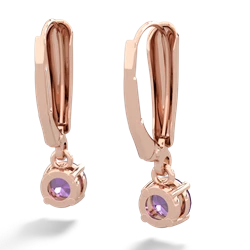 Amethyst 5Mm Round Lever Back 14K Rose Gold earrings E2785