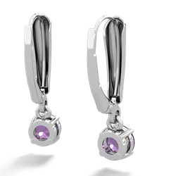 Amethyst 5Mm Round Lever Back 14K White Gold earrings E2785