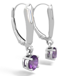 Amethyst 5Mm Round Lever Back 14K White Gold earrings E2785