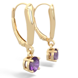 Amethyst 5Mm Round Lever Back 14K Yellow Gold earrings E2785