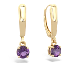 Amethyst 5Mm Round Lever Back 14K Yellow Gold earrings E2785