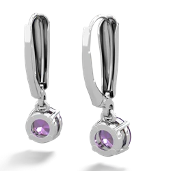 Amethyst 6Mm  Round Lever Back 14K White Gold earrings E2786