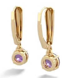 Amethyst 6Mm  Round Lever Back 14K Yellow Gold earrings E2786