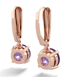 Amethyst 8Mm  Round Lever Back 14K Rose Gold earrings E2788