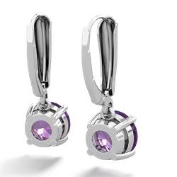 Amethyst 8Mm Round Lever Back 14K White Gold earrings E2788