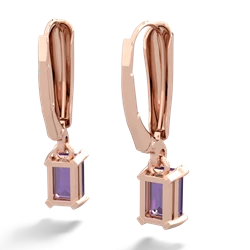 Amethyst 6X4mm Emerald-Cut Lever Back 14K Rose Gold earrings E2855