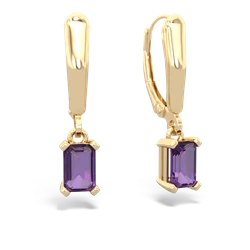 Amethyst 6X4mm Emerald-Cut Lever Back 14K Yellow Gold earrings E2855