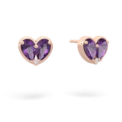 Amethyst 'Our Heart' 14K Rose Gold earrings E5072