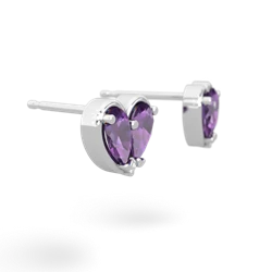 Amethyst 'Our Heart' 14K White Gold earrings E5072