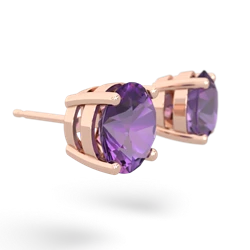 Amethyst 8Mm Round Stud 14K Rose Gold earrings E1788