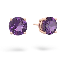 Amethyst 8Mm Round Stud 14K Rose Gold earrings E1788