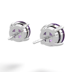 Amethyst 8Mm Round Stud 14K White Gold earrings E1788