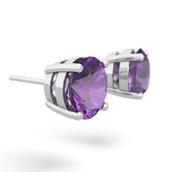 Amethyst 8Mm Round Stud 14K White Gold earrings E1788