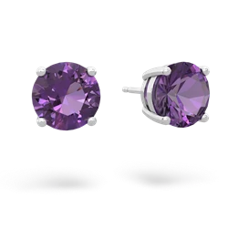 Amethyst 8Mm Round Stud 14K White Gold earrings E1788