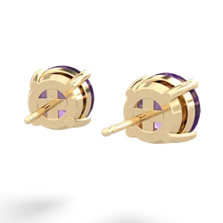 Amethyst 8Mm Round Stud 14K Yellow Gold earrings E1788