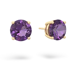 Amethyst 8Mm Round Stud 14K Yellow Gold earrings E1788