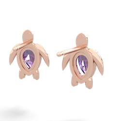 Amethyst Baby Sea Turtle 14K Rose Gold earrings E5241