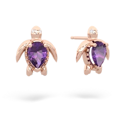 Amethyst Baby Sea Turtle 14K Rose Gold earrings E5241