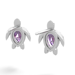 Amethyst Baby Sea Turtle 14K White Gold earrings E5241