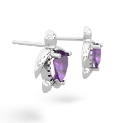 Amethyst Baby Sea Turtle 14K White Gold earrings E5241