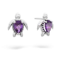 Amethyst Baby Sea Turtle 14K White Gold earrings E5241