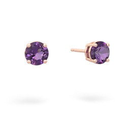 Amethyst 5Mm Round Stud 14K Rose Gold earrings E1785