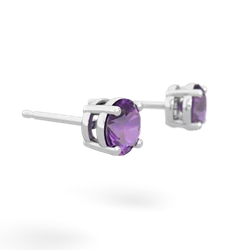 Amethyst 5Mm Round Stud 14K White Gold earrings E1785