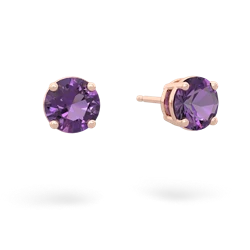 Amethyst 6Mm Round Stud 14K Rose Gold earrings E1786