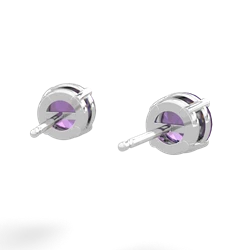 Amethyst 6Mm Round Stud 14K White Gold earrings E1786