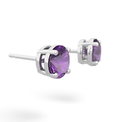 Amethyst 6Mm Round Stud 14K White Gold earrings E1786