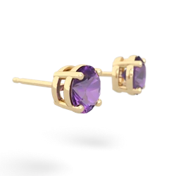 Amethyst 6Mm Round Stud 14K Yellow Gold earrings E1786