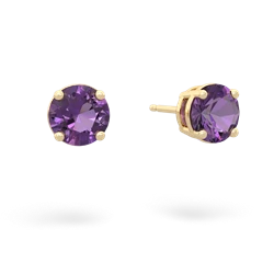 Amethyst 6Mm Round Stud 14K Yellow Gold earrings E1786