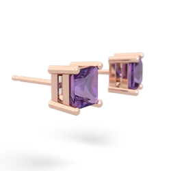 Amethyst 5Mm Princess Cut Stud 14K Rose Gold earrings E1789