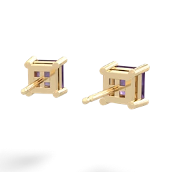 Amethyst 5Mm Princess Cut Stud 14K Yellow Gold earrings E1789