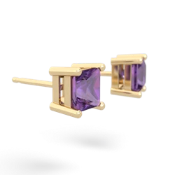 Amethyst 5Mm Princess Cut Stud 14K Yellow Gold earrings E1789