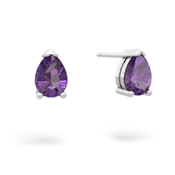 Amethyst Teardrop Stud 14K White Gold earrings E1793