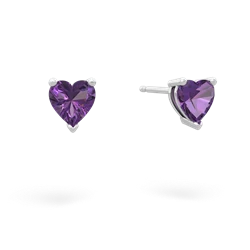 Amethyst 5Mm Heart Stud 14K White Gold earrings E1861