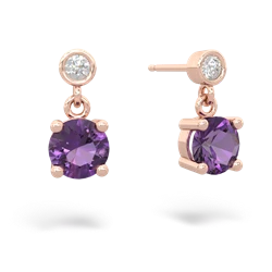 Amethyst Diamond Drop 6Mm Round 14K Rose Gold earrings E1986