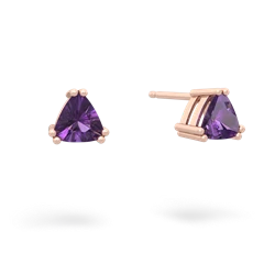 Amethyst 5Mm Trillion Stud 14K Rose Gold earrings E1858