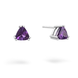 Amethyst 5Mm Trillion Stud 14K White Gold earrings E1858