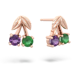 Amethyst Sweet Cherries 14K Rose Gold earrings E7001