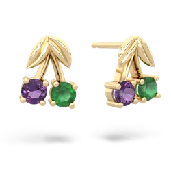 Amethyst Sweet Cherries 14K Yellow Gold earrings E7001