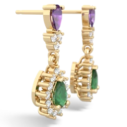 Amethyst Halo Pear Dangle 14K Yellow Gold earrings E1882