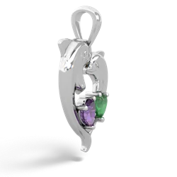 Amethyst Dolphin Heart 14K White Gold pendant P5820