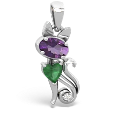 Amethyst Kitten 14K White Gold pendant P5780