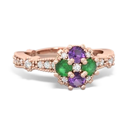 Amethyst Sparkling Tiara Cluster 14K Rose Gold ring R26293RD